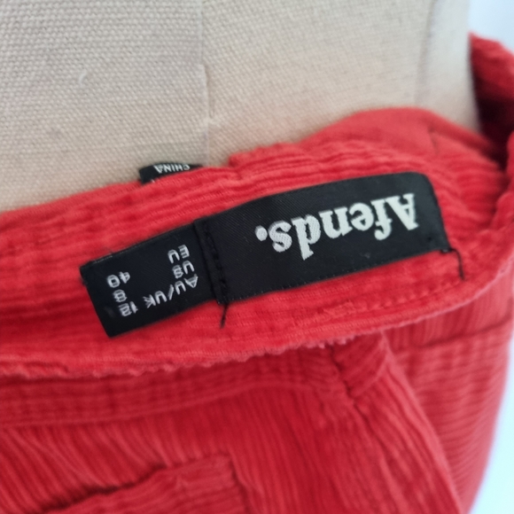 Afends Gemini Red Mixed Corduroy Cotton Mini Skirt Size 12 - Picture 8 of 11